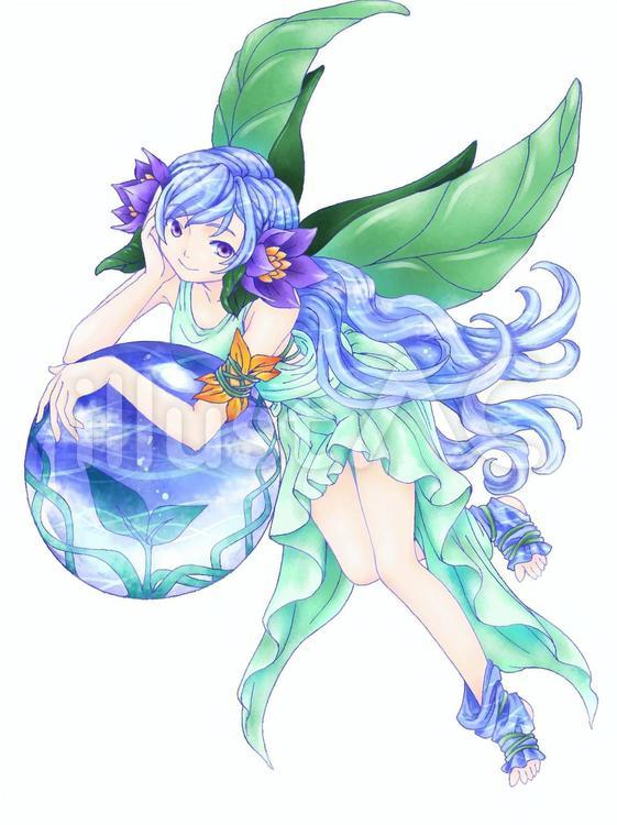 水と空の妖精 妖精,萌え系,人物のイラスト素材
