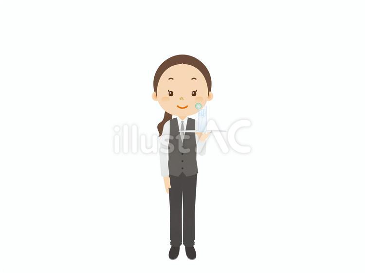 接客係の女性1 ウェイトレス,喫茶店,バーのイラスト素材