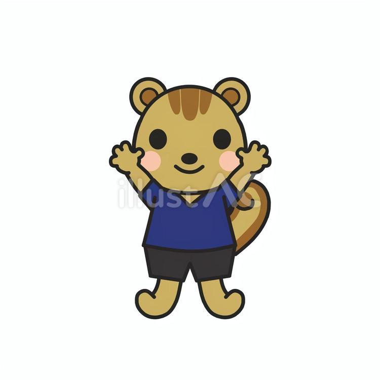 青いウエアを着てバンザイするリス かわいい,部活,クラブ活動のイラスト素材