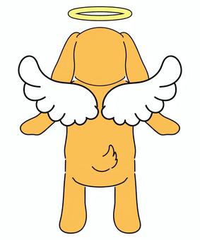 羽のある犬　後ろ　天使の輪 犬,ペット,ミニチュアダックスフンド,ビーグル,ゴールデンレトリバー,垂れ耳,白,羽,羽根,翼のイラスト素材