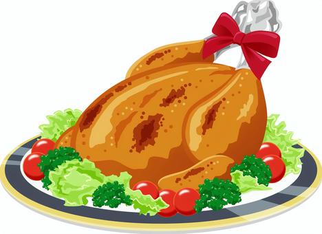 ローストチキン ローストチキン,クリスマス,チキン,丸焼き,冬,12月,七面鳥,ご馳走,パーティー,ターキーのイラスト素材