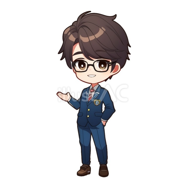 案内する茶髪の男子高校生 男性,案内,こちらのイラスト素材