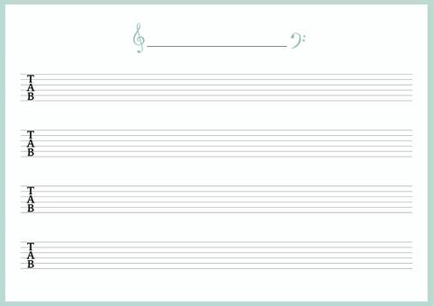 タブ譜／ギター譜面＿TAB（B5サイズ） タブ譜,tab,タブ,譜面,楽譜,ギター,音楽,６弦,弦楽器,ミュージックのイラスト素材