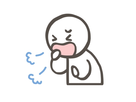 棒人間　咳をする人 棒人間,人,咳,風邪,むせる,喉,痛い,インフルエンザ,病気,体調不良のイラスト素材
