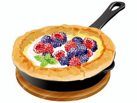 ベリーデコレーションダッチベイビー ダッチベイビー,ベリー,スイーツ,スキレット,料理,食べ物,ミントのイラスト素材