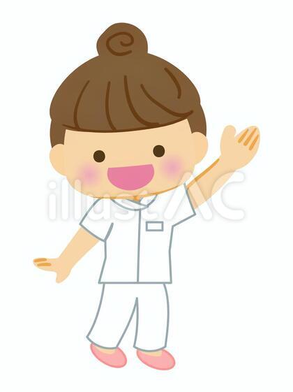白衣の女性 挙手