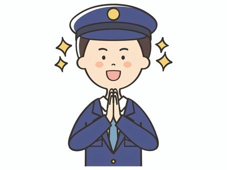 感謝する男性警察官 感謝,感動,感激,警察官,素敵,ワクワク,ありがとう,お礼,嬉しい,喜びのイラスト素材