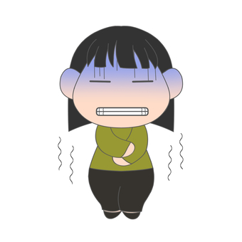 寒がる女性02 寒い,凍える,悪寒,女性,震えるのイラスト素材