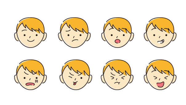 Boys with various expressions (color), boy, boy, expression, JPG, PNG and AI