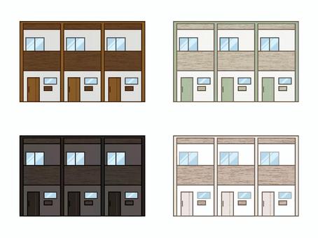 アパート アパート,賃貸,建物,マンション,建造物,素材,色違い,家,茶色,緑色のイラスト素材