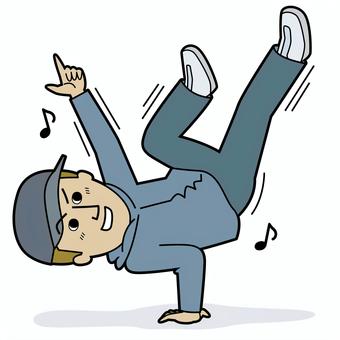 ブレイキンを踊る若い男性_輪郭あり ブレイキン,男性,男,日本人,若者,10代,20代,男子,全身,ブレイクダンスのイラスト素材