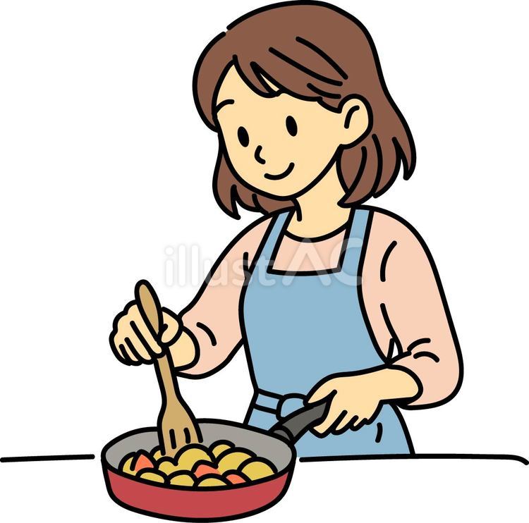 料理をしている女性 料理,女性,クッキングのイラスト素材