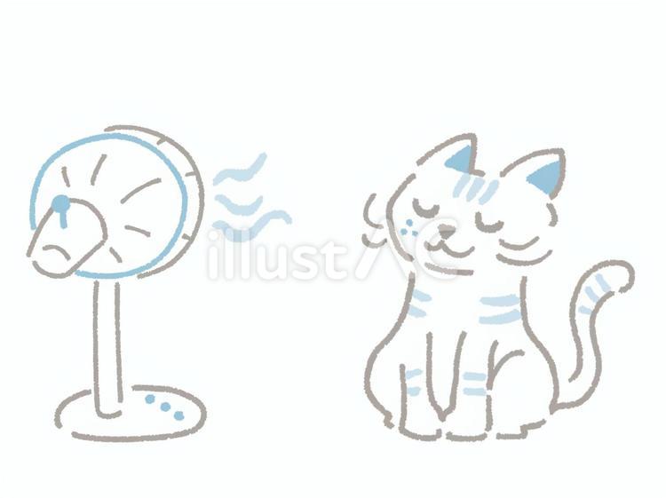 扇風機にあたる猫 扇風機,風,夏のイラスト素材