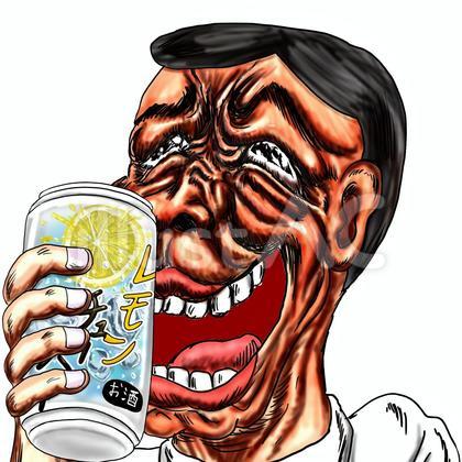 レモンチューハイを飲むサラリーマン