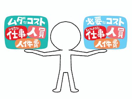 コスト コスト,仕事,人員,人件費,ムダ,必要,文字絵,バランス,シルエット,イメージのイラスト素材