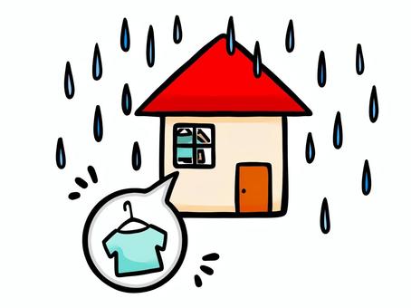 部屋干し 部屋干し,部屋,干す,乾かす,洗濯,洗濯物,雨,雨天,大雨,梅雨のイラスト素材