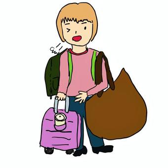 フリマの搬入1 フリマ,搬入,荷物,リュック,キャリーのイラスト素材