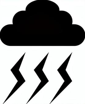雷のアイコン 雷,雲,天気,気象,天気予報,アイコン,マーク,モノクロ,ピクト,シンボルのイラスト素材