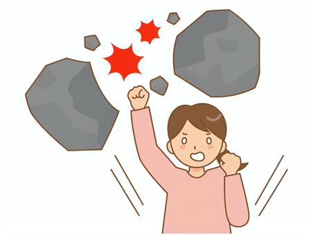 岩を打ち砕く女性 岩,打ち砕く,女性,打ち勝つ,現状打破,ストレス,プレッシャー,反撃,戦う,負けないのイラスト素材