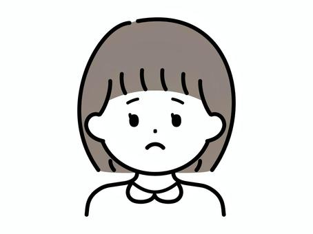 困った表情の女の子のイラスト 女の子,困る,悩む,不安,表情,人物,シンプル,感情,悩み相談のイラスト素材