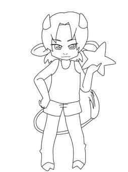 牡牛座をモチーフにした女の子 星座,モチーフ,牡牛座,女の子,塗り絵のイラスト素材