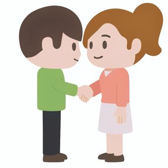 握手する男女 男女,握手,協力,信頼,コミュニケーション,挨拶,笑顔,関係,ビジネス,合意のイラスト素材
