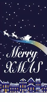 空飛ぶサンタと雪降る夜の街並み 縦型３ クリスマス,待ち受け,壁紙,背景,縦型,縦長,スマートフォン,街並み,街,家のイラスト素材