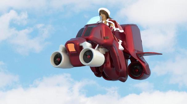 クリスマス3-2 サンタ,空,雲,乗り物,飛ぶのイラスト素材