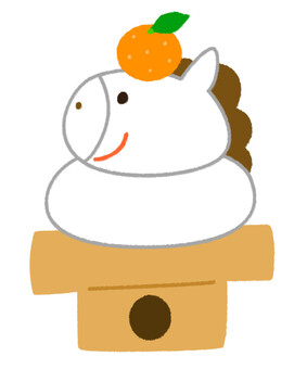 鏡餅になった可愛らしいお餅の馬 馬,鏡餅,干支,午年,午,2026年,年賀状,正月,1月,新年のイラスト素材