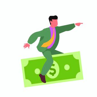 人物 044 お金,ビジネス,成功,投資,ドル,サーフィン,経済,利益,男性,自由のイラスト素材
