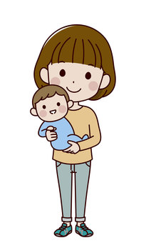 Illustration, family, mama, hug, 