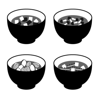 wan icon01 お椀,味噌汁,豆腐のイラスト素材
