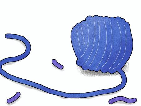 シンプルな毛糸玉　ブルー シンプル,毛糸玉,糸くず,手芸,影,白線,黒線,ブルーのイラスト素材