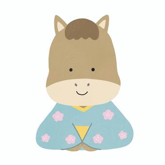 着物を着た馬 馬,着物,午年,干支,年賀状,お正月,動物,2026年,絵本,可愛いのイラスト素材