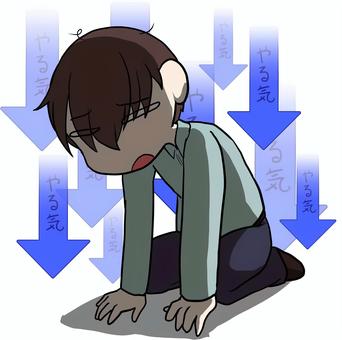 やる気が下がる男性 人物,生活,全身,男性,やる気,下がる,矢印,倦怠感,素材のイラスト素材