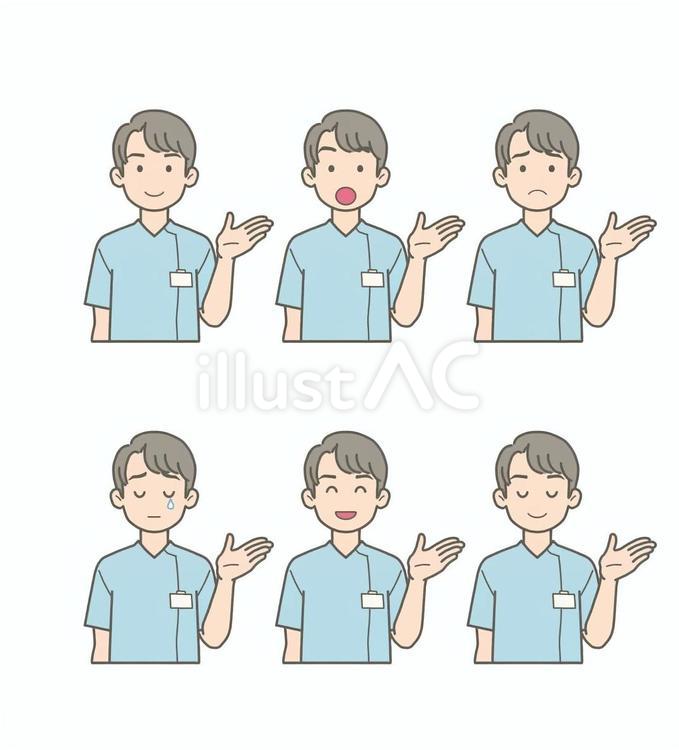 看護師　男性　案内 案内,紹介,男性のイラスト素材