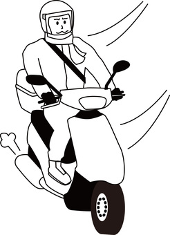 原付冬　 原付,冬,寒い,スクーター,乗る,移動,走行,外出,通勤,男性のイラスト素材