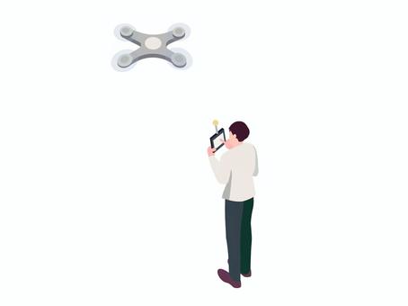 ドローンを操作する男性のアイソメ アイソメ,おしゃれ,ドローン,男性,操作,遠隔操作,リモコン,操縦,操縦士,人物のイラスト素材