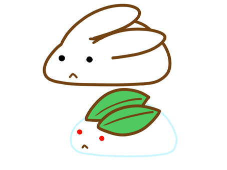 ゆるいうさぎと雪うさぎ うさぎ,兎,動物,冬,雪,キャラクター,マスコット,手描き,寒い,手書きのイラスト素材