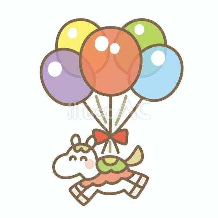 神馬と風船 馬,干支,午年のイラスト素材