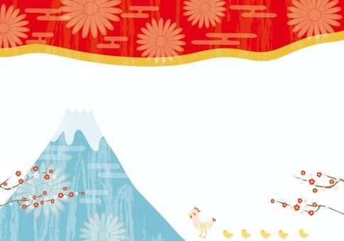 Japanese style background of Rooster Year 2, unitary years, new year's card, new year, JPG, PNG and AI