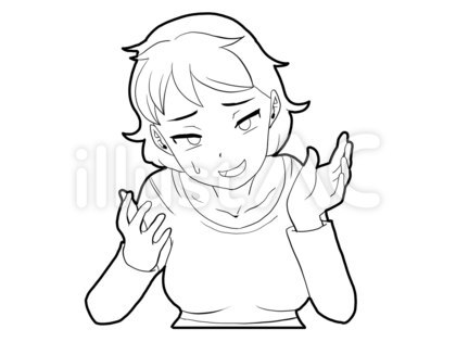 【白黒】何か良くない話をする人【線画】