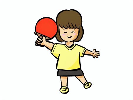 卓球のラケットを持つ女の子