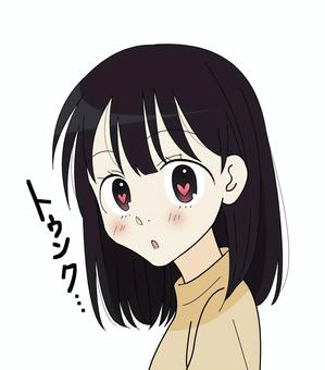 ときめく女性 人物,ときめく,ウットリ,ハート,文字,鼓動,赤面,見惚れる,カタカナ,擬音のイラスト素材