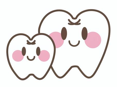 歯の親子 歯,デフォルメ,歯医者,かわいい,歯科,親子,えがお,白い,医療,キャラクターのイラスト素材