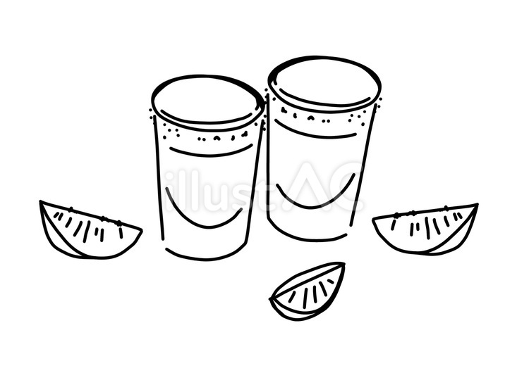 テキーラと塩とライム　線画 テキーラ,塩,ライムのイラスト素材