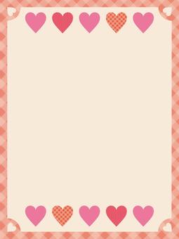チェック柄とピンクのハート飾り枠 ハート,フレーム,バレンタイン,枠,飾り枠,メッセージカード,チェック,ピンク,お便り,お知らせのイラスト素材