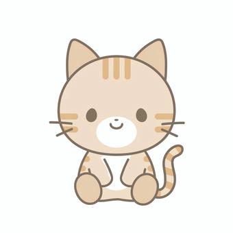 おすわりしている茶トラ猫のイラスト 猫,ねこ,動物,生き物,かわいい,シンプル,ベクター,茶トラ,しましま,茶色のイラスト素材