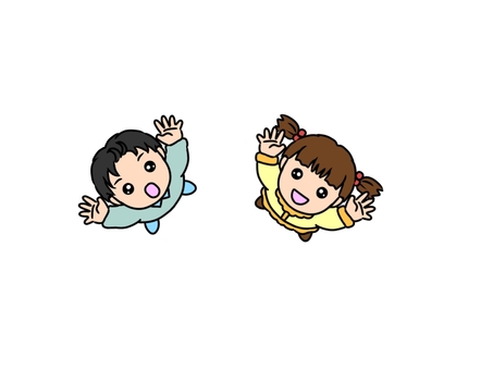 見上げる2人の子ども