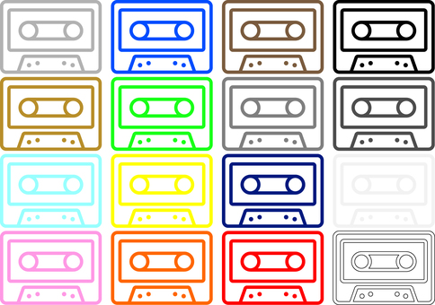 ピクトグラムのカセットテープです。 ピクトグラム,カセットテープ,シンプル,カセット,テープ,ミュージック,音楽,レトロ,アナログ,オールドメディアのイラスト素材